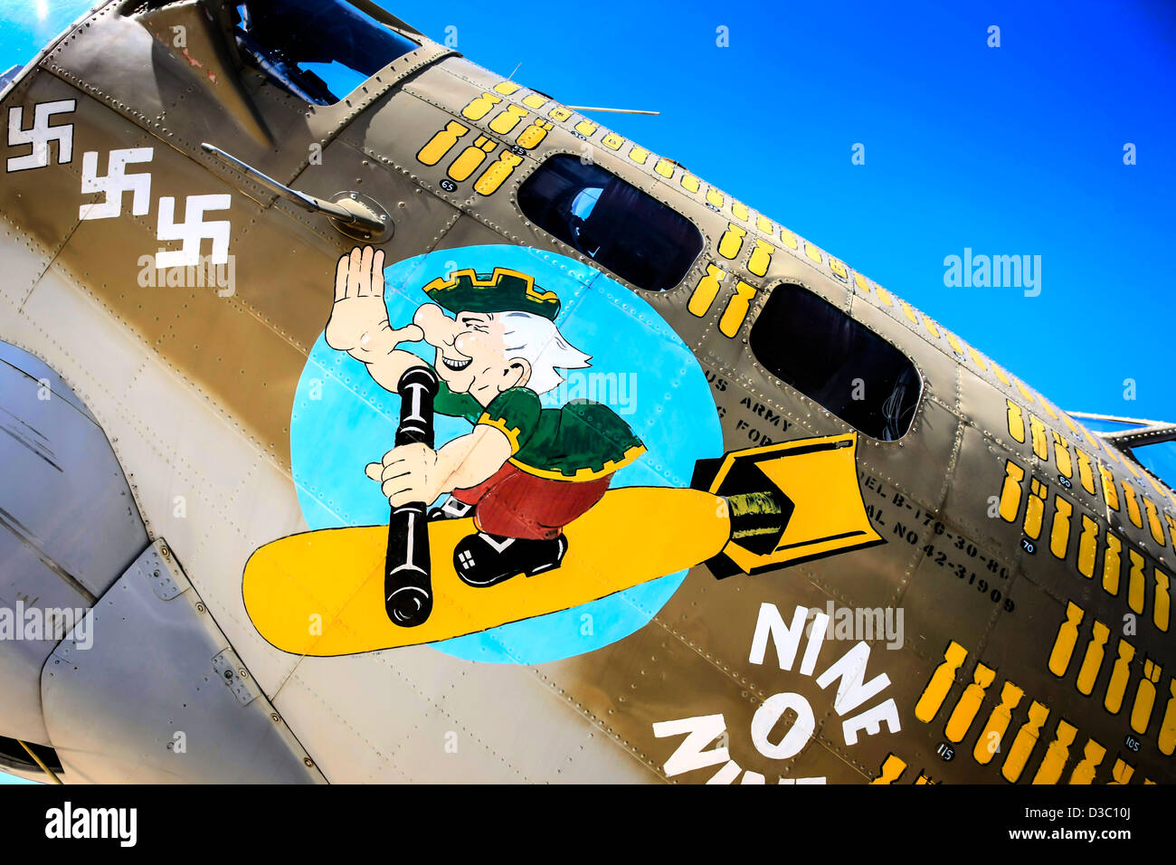 WWII Boeing B17G Flying Fortress nose art Stock Photo