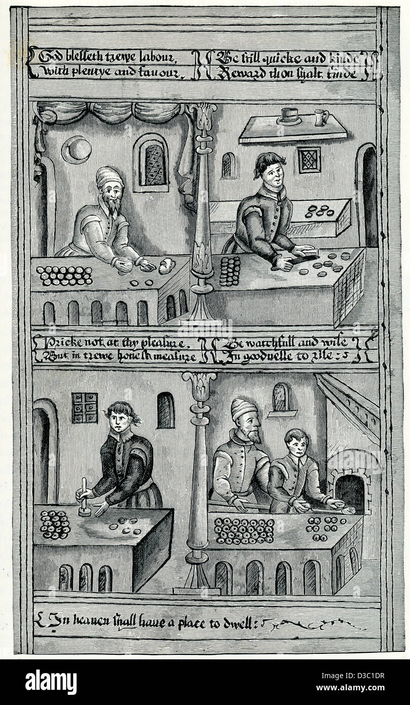 Vintage engraving of the Bakers of York 1595 - 1596 Ordinances of their Guild Stock Photo