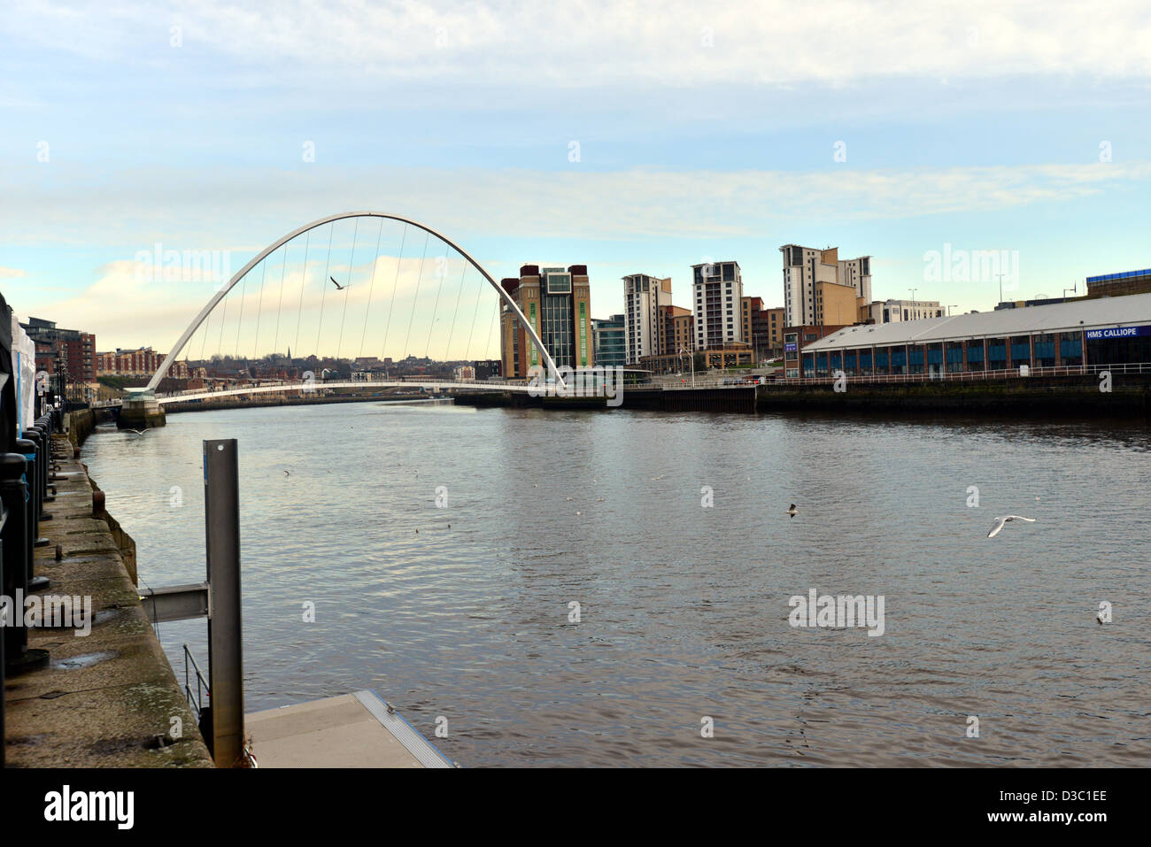 The Gateshead Millennium Bridge crossing the River Tyne Stock Photo Alamy