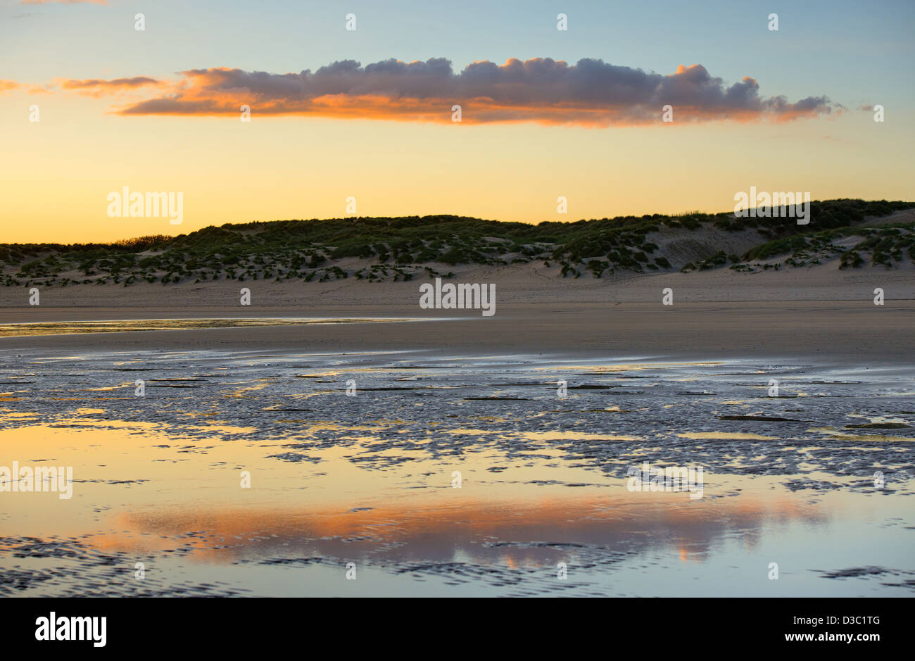 Camber Sands Sunset, East Sussex Stock Photo