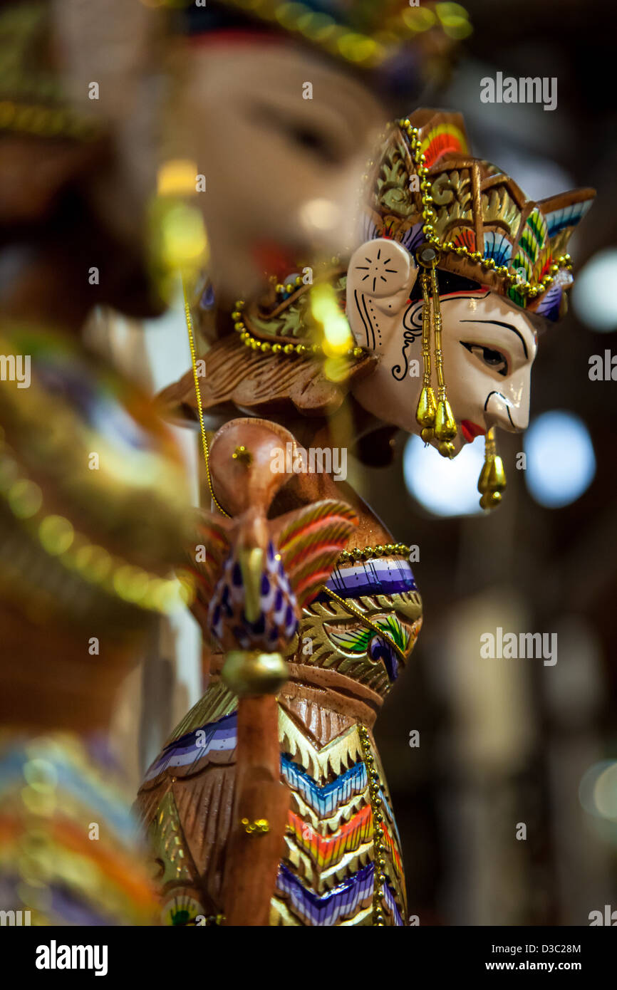 Traditional wooden puppets from Java, Indonesia; Wayang Golek Stock Photo