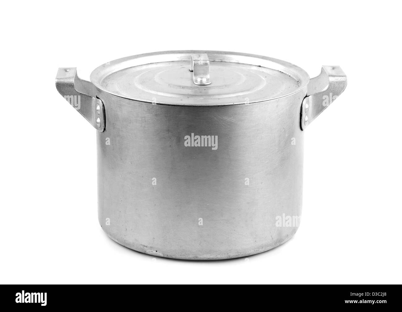 stainless steel pot without cover. Isolated on white background Stock Photo