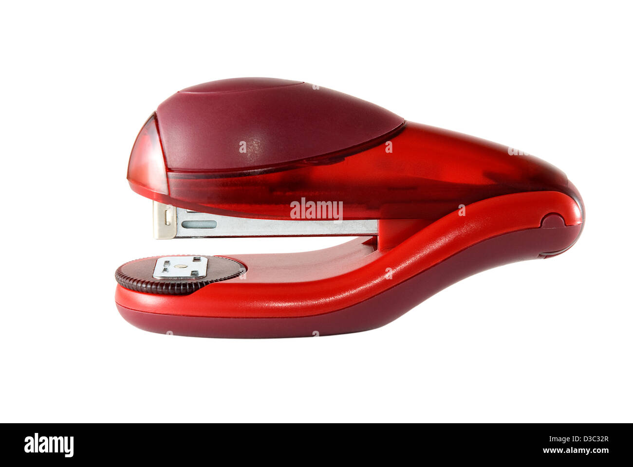 Stapler of red color on a white background Stock Photo