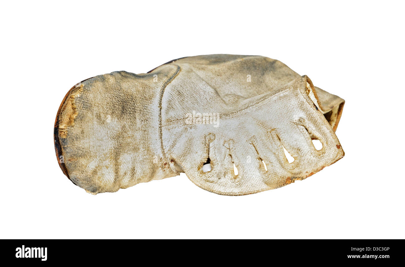 A well worn old cloth baby shoe from the early 1900's. Stock Photo
