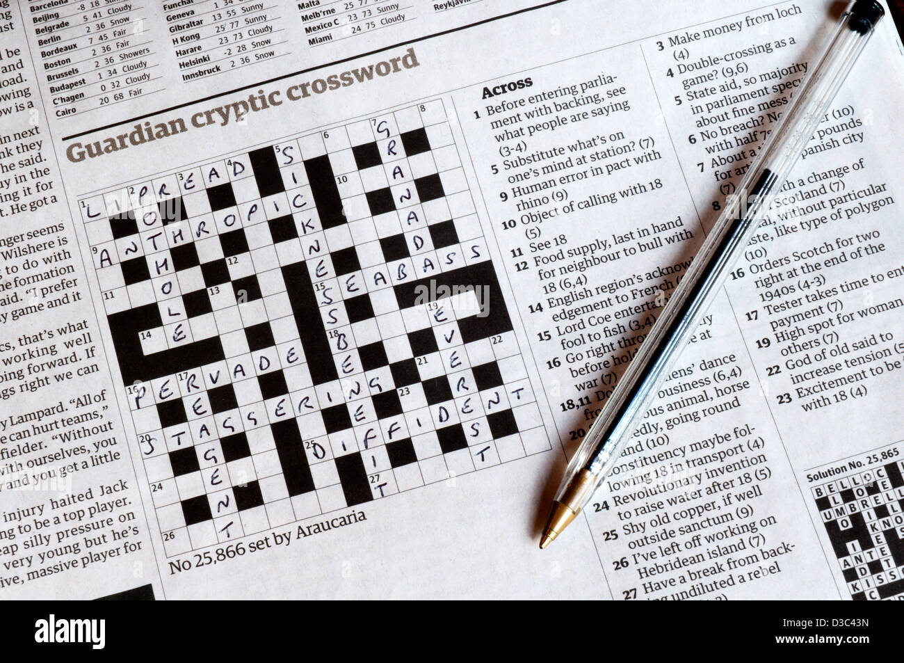 Guardian cryptic crossword hi-res stock photography and images - Alamy