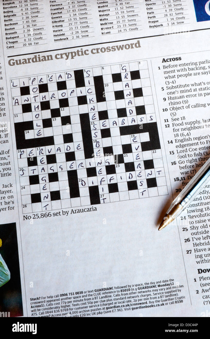 Cryptic Crosswords Hi res Stock Photography And Images Alamy