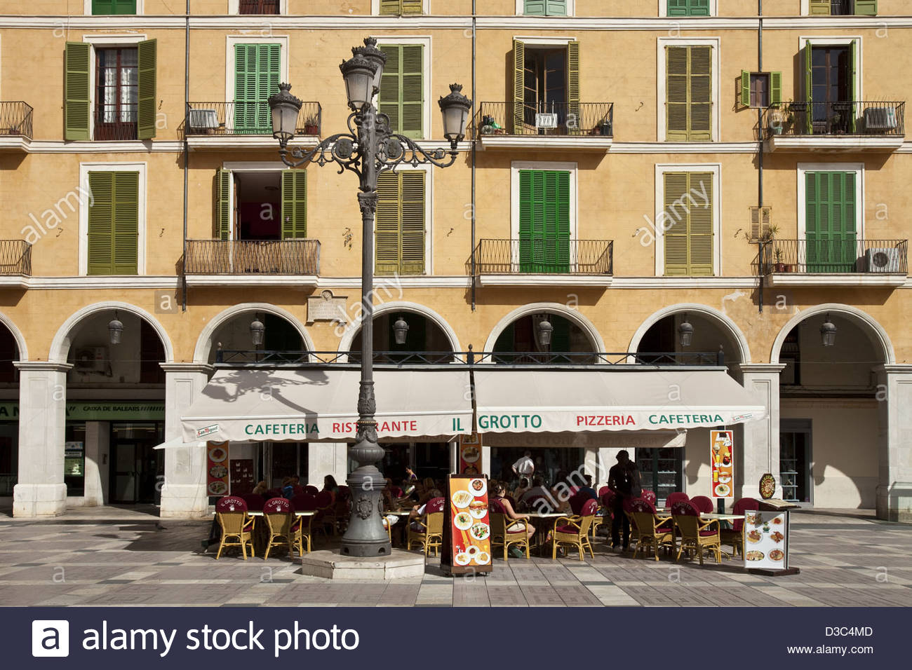 Cafe Restaurant Plaza Mayor Palma De Mallorca Spain Stock Photo