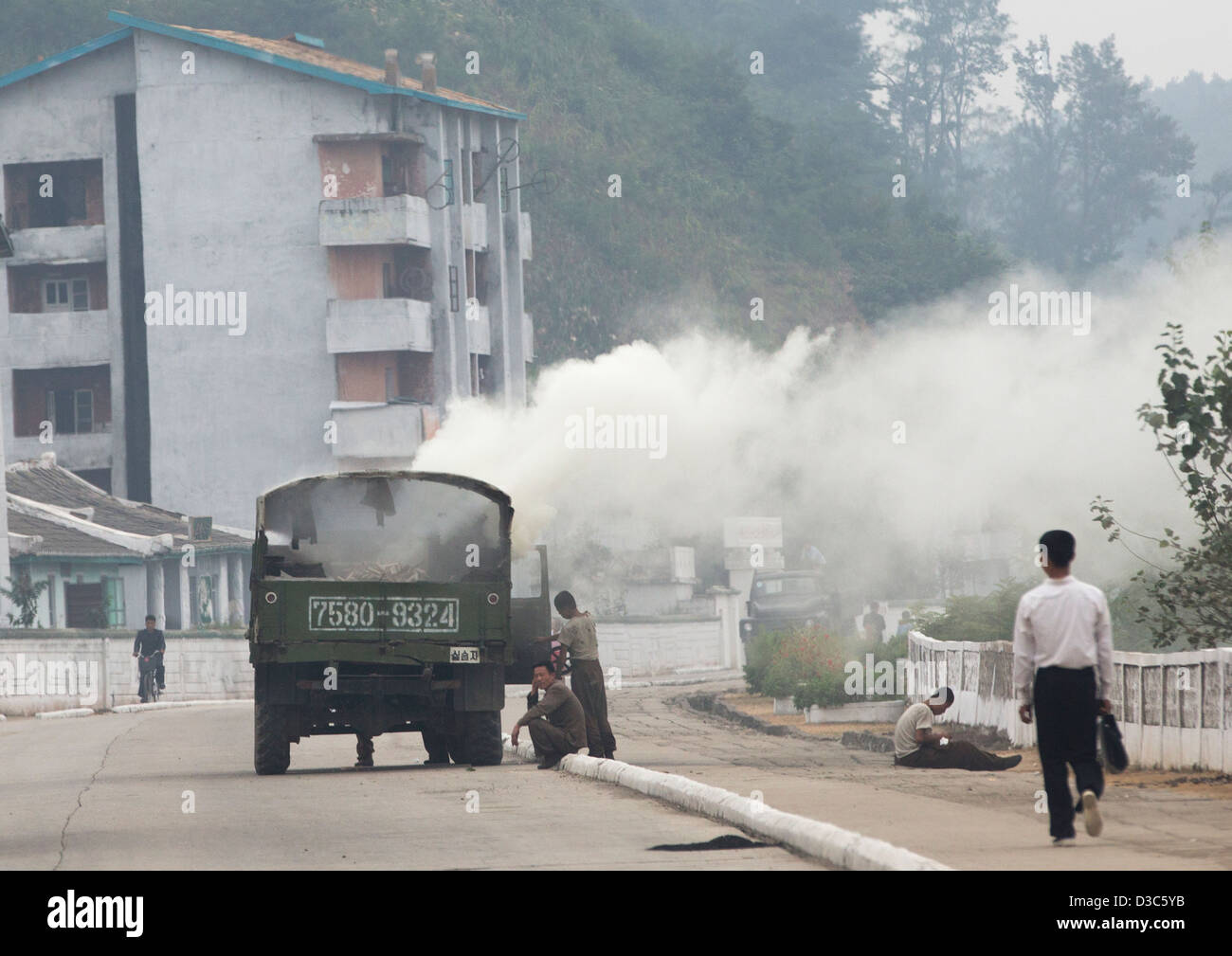 Wood-burning Steam Truck, Hamhung, North Korea Stock Photo