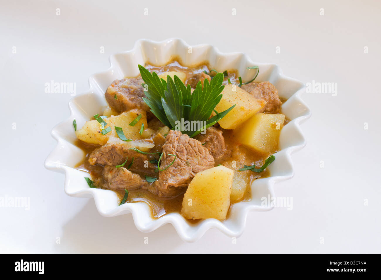 Potatoes with meat stew closeup. Stock Photo