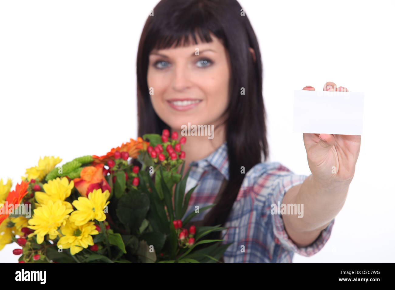 Woman delivering flowers Stock Photo Alamy
