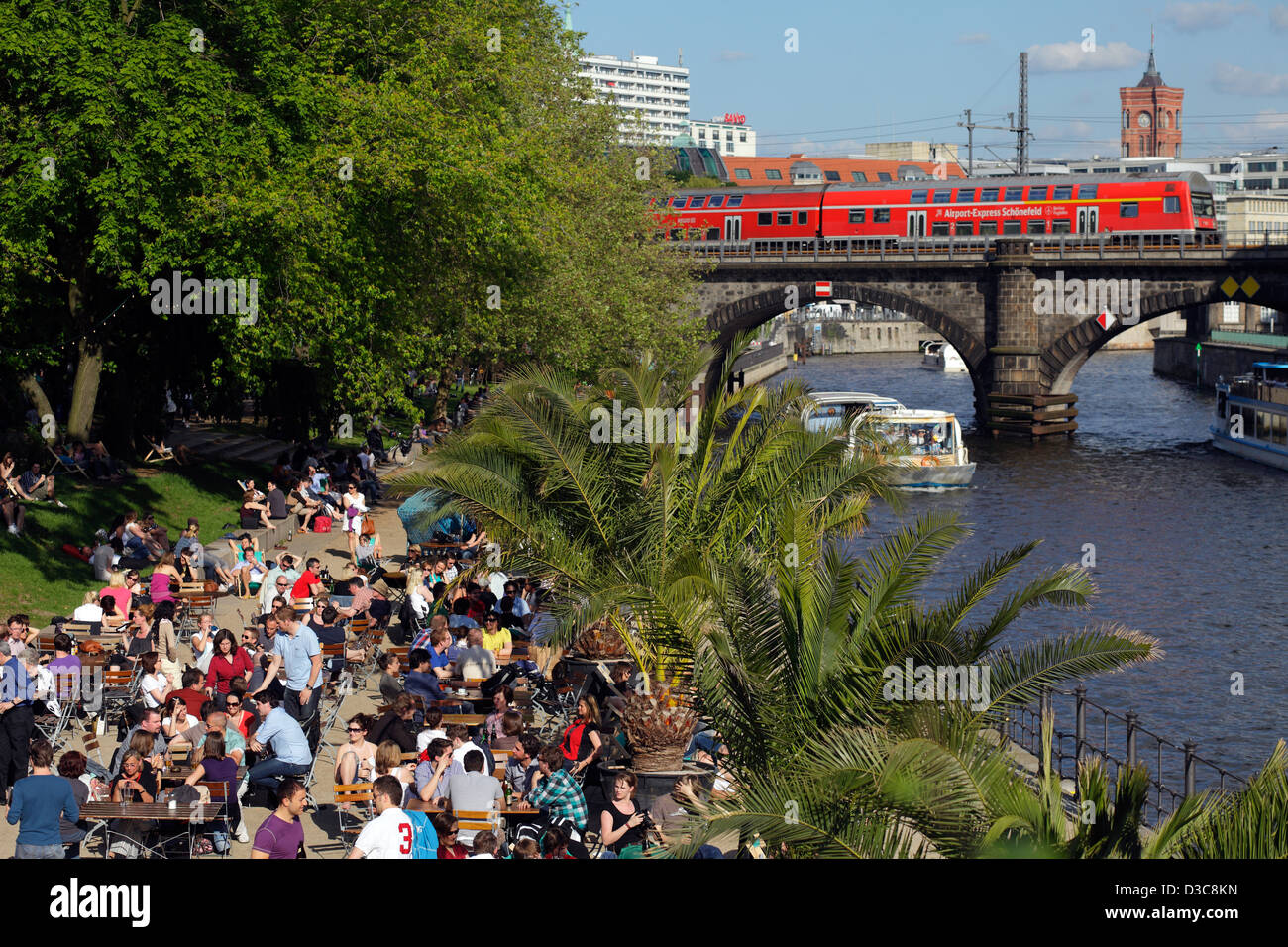 Berlin, Germany, in the beach tourist center on the River Spree Stock Photo