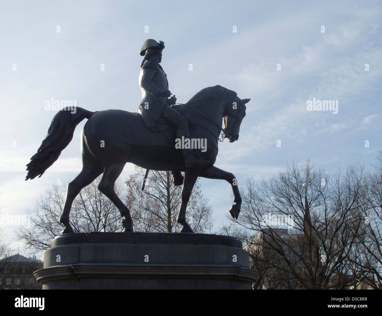 The bronze statue of George Washington in the Boston Public Garden Stock Photo