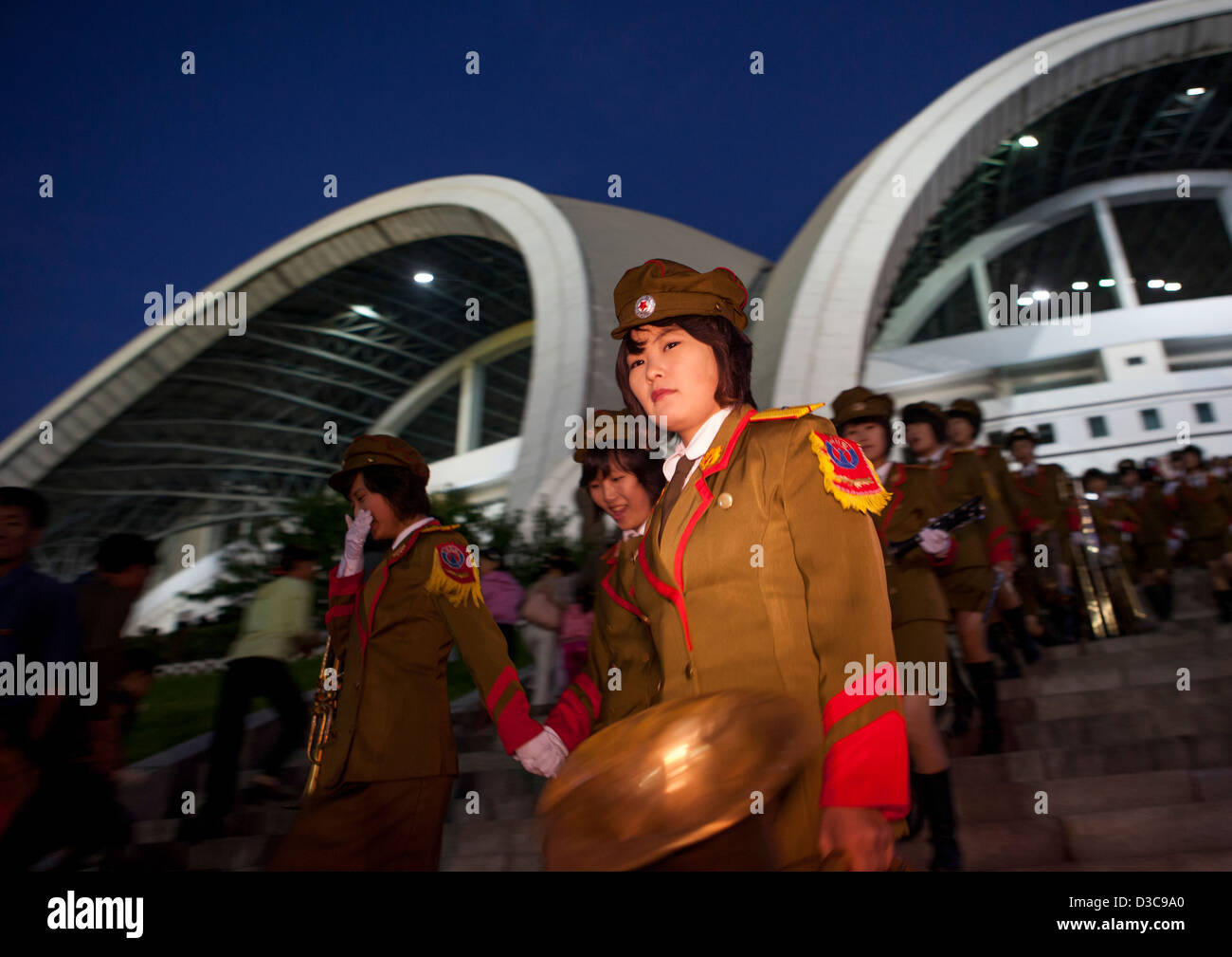 Musicians Before The Arirang Mass Games At May Day Stadium, Pyongyang, North Korea Stock Photo