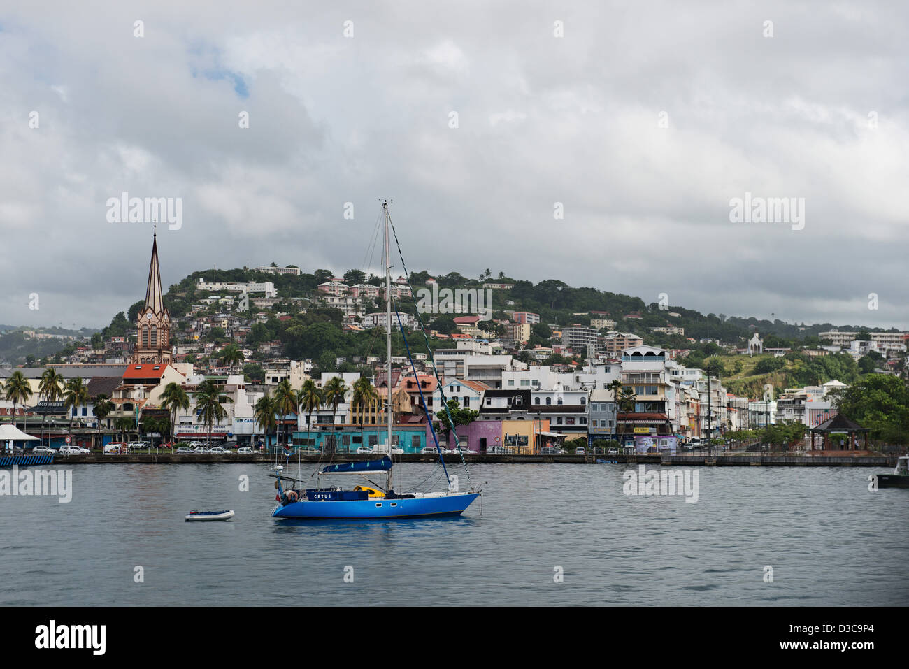 Fort de France viewed from a boat, Martinique Island, Lesser Antilles,  Caribbean Sea, France Stock Photo