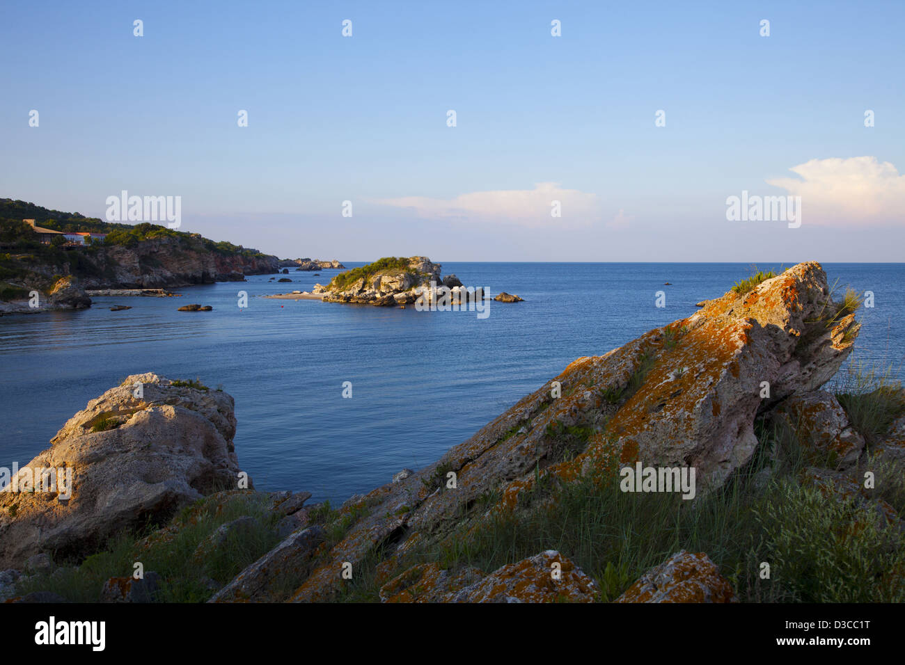 Bulgaria, Europe, Black Sea, Russalka, Tauk Liman Bay, Birds Bay, Rousalka Holiday Village, Black Sea Coastline. Stock Photo