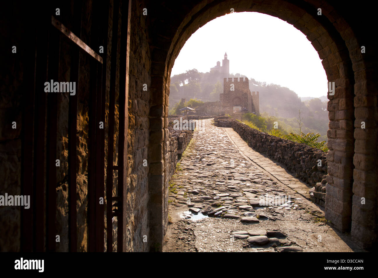 Bulgaria, Europe, Veliko Tarnovo, Fortress Of Tsarevets, Main Gate, Church Of The Blessed Saviour, Sunrise. Stock Photo