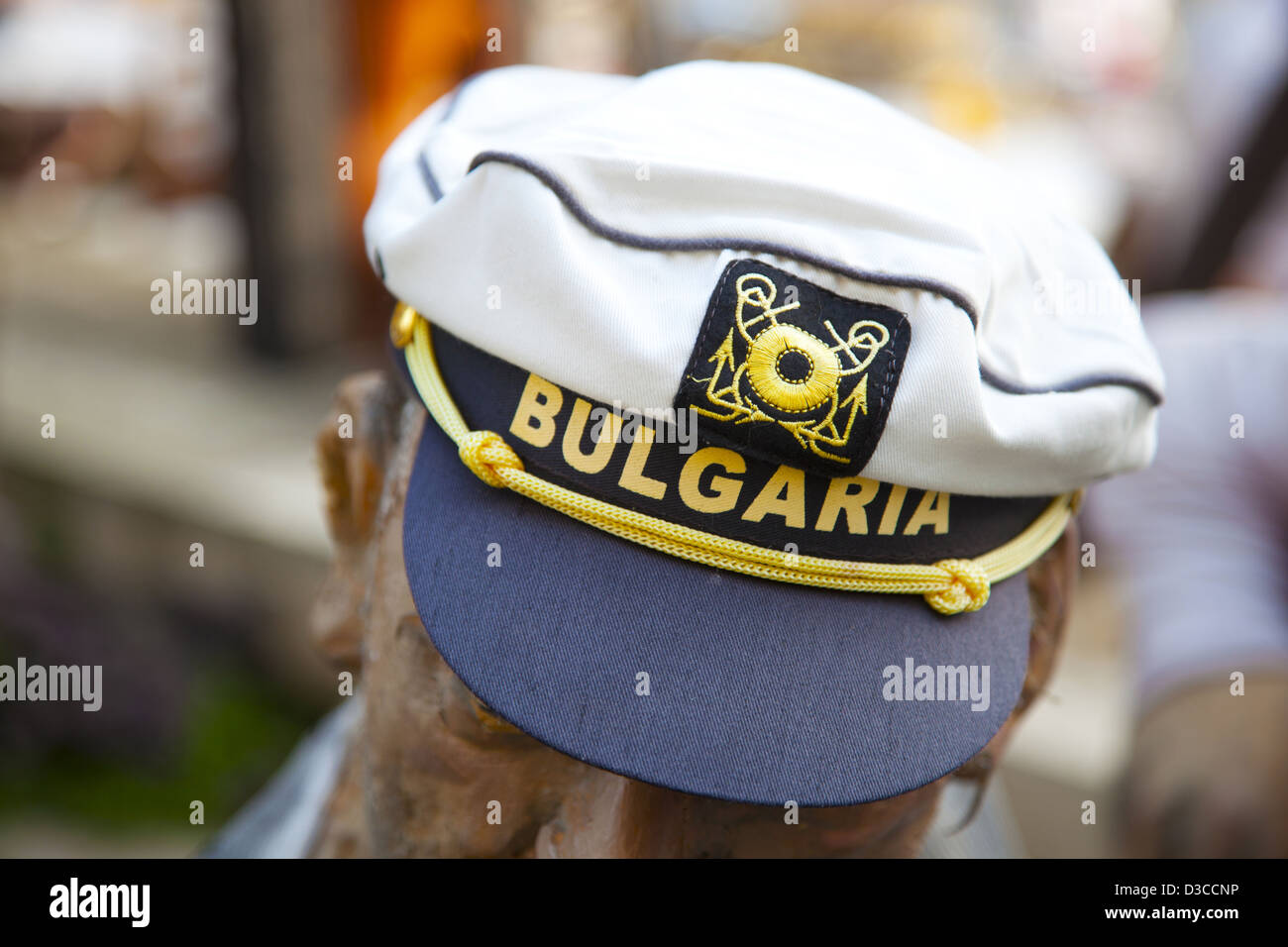Bulgaria, Europe, Black Sea, Nessebar, Dummy Man In Restaurant, bulgaria' Sailing Cap.' Stock Photo