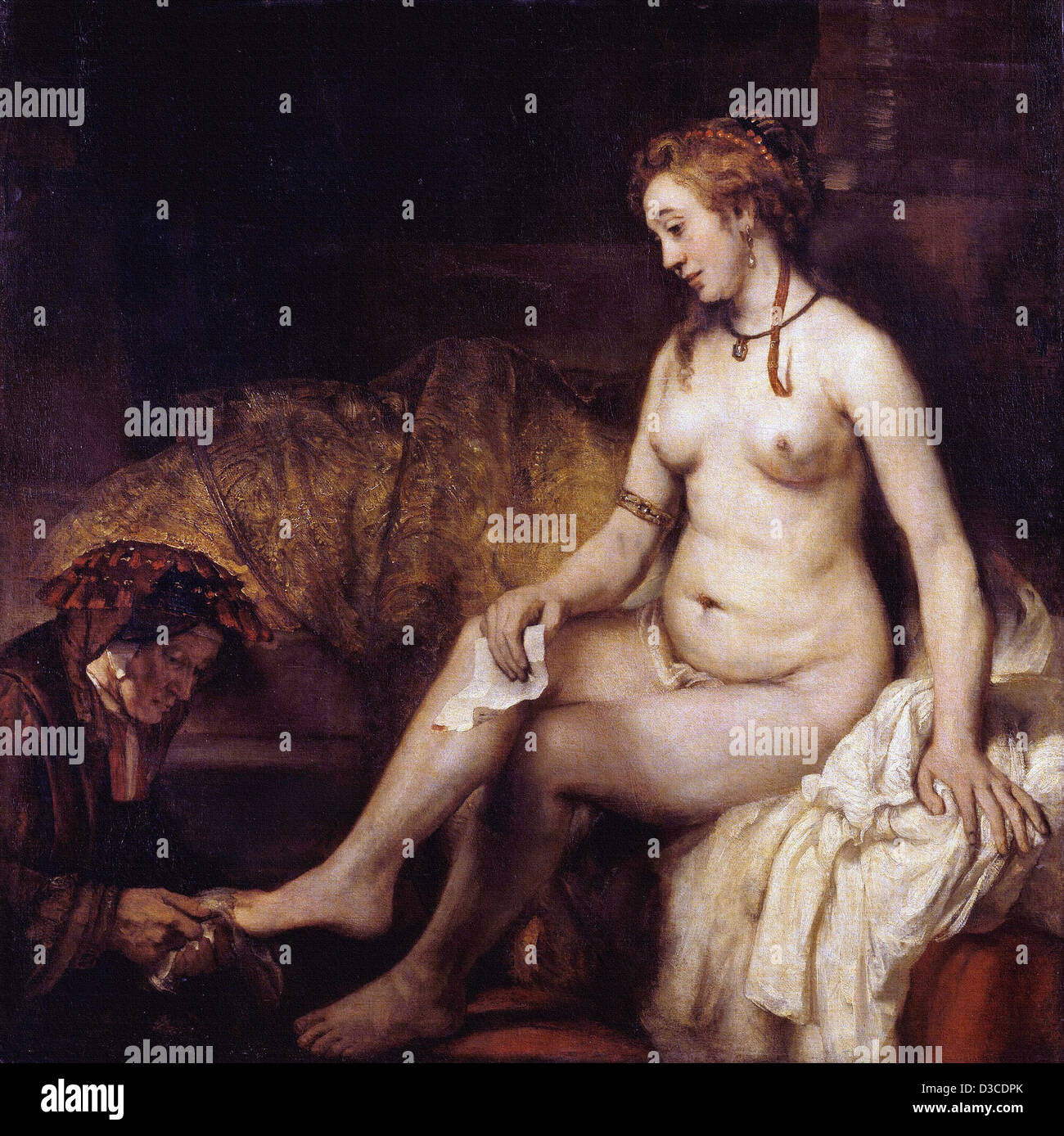 Rembrandt van Rijn, Bathsheba Bathing. 1654 Oil on canvas. Musée du Louvre, Paris. Baroque. Stock Photo