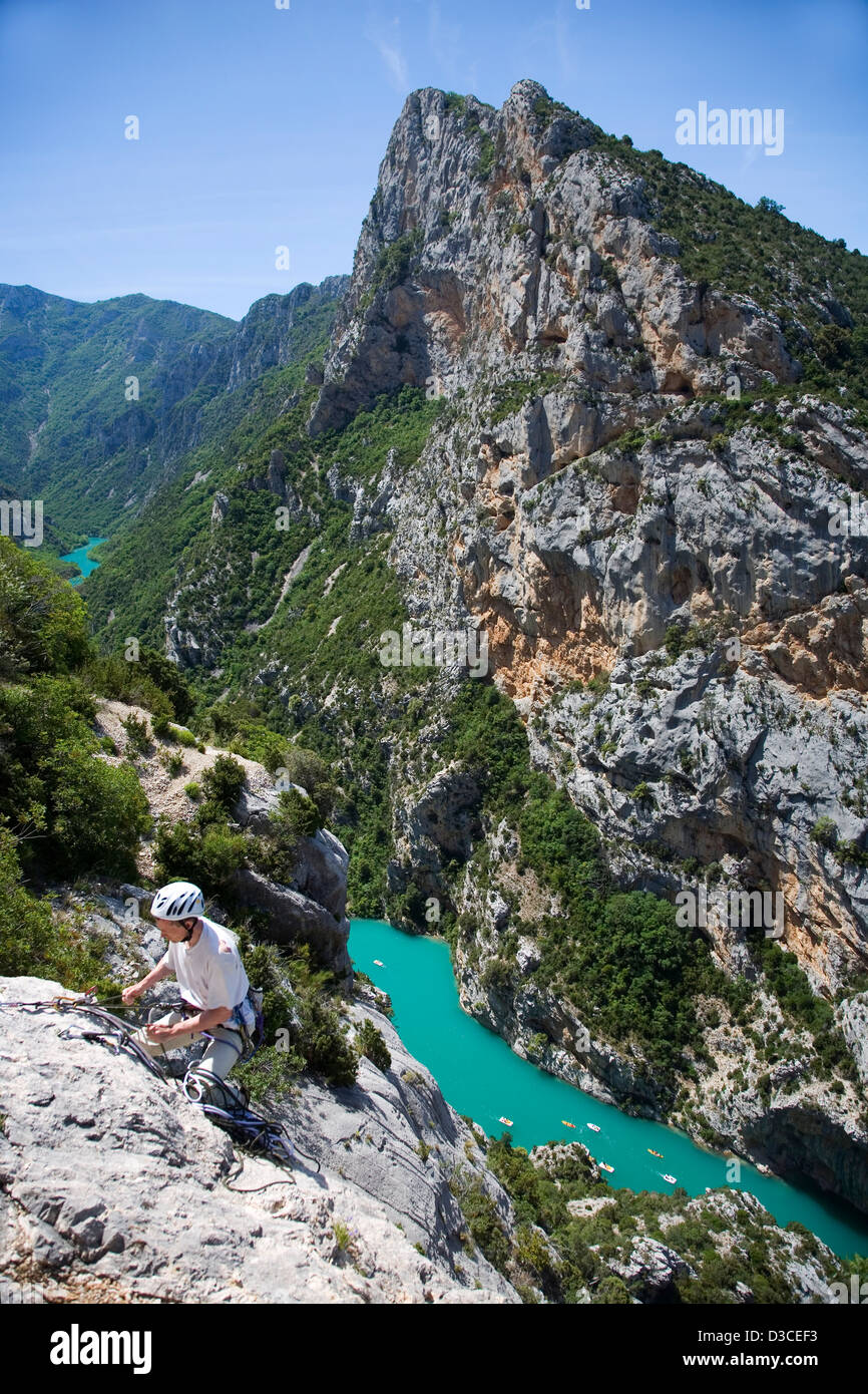 Rock-climber, Canyon Du Verdon, Provence, France, Europe Stock Photo