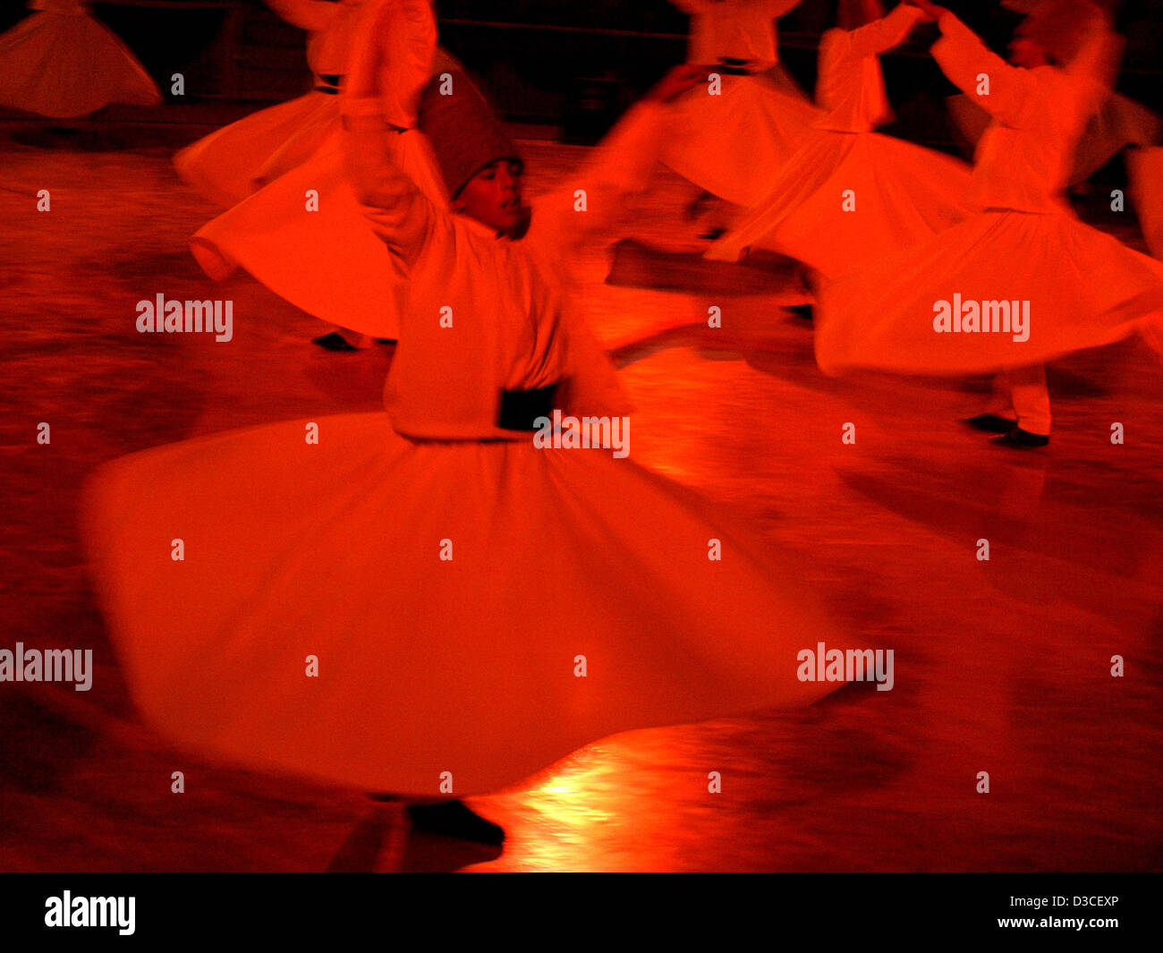 Sufi whirling dervishes in Konya, Turkey, during the annual Mevlana Festival, which takes place in early December. Stock Photo