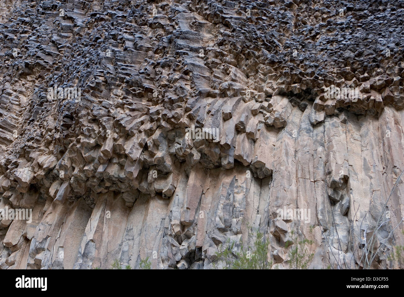 A wall of basalt columns at the Grand Canyon Stock Photo