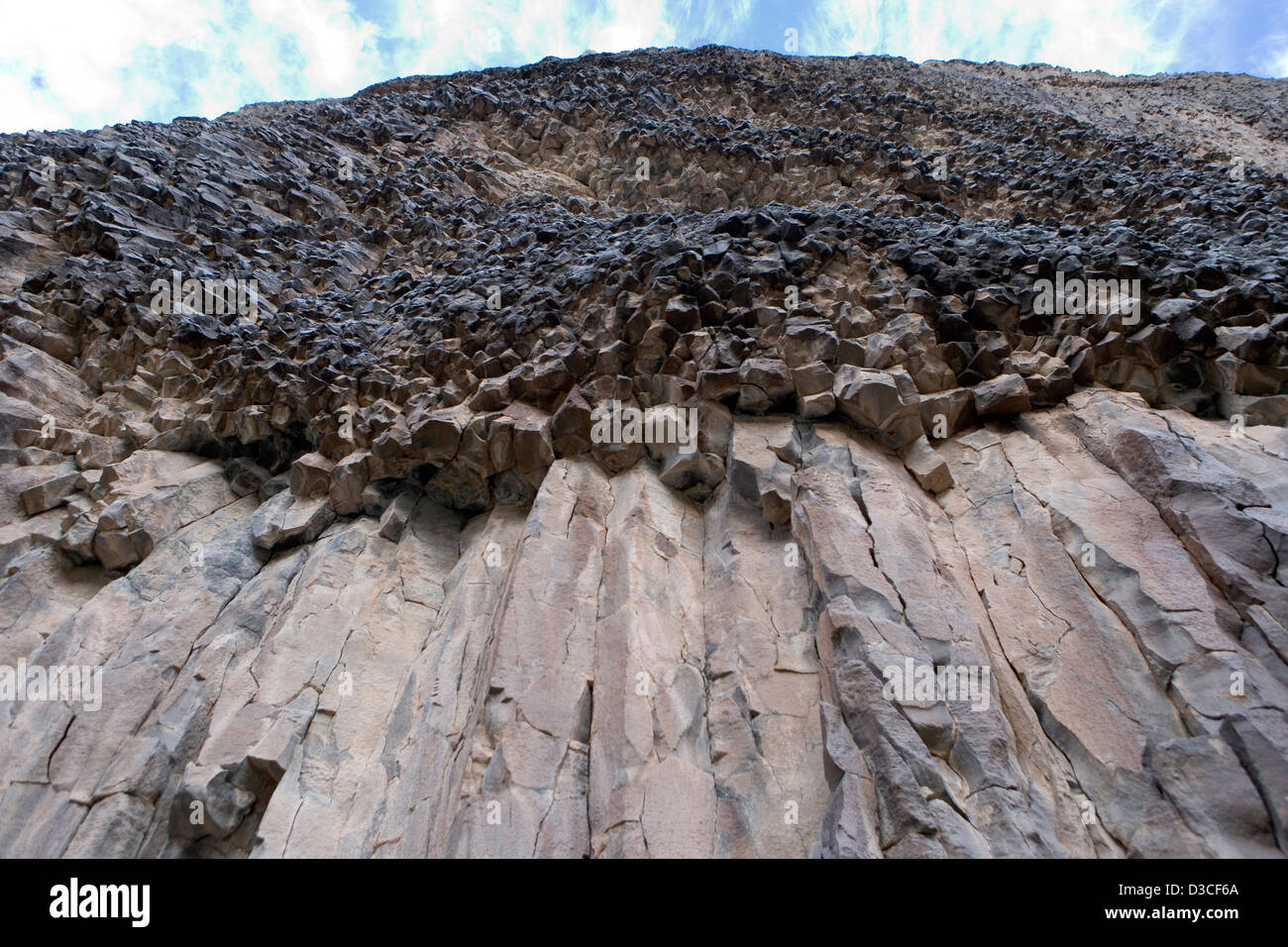 A wall of basalt columns at the Grand Canyon Stock Photo