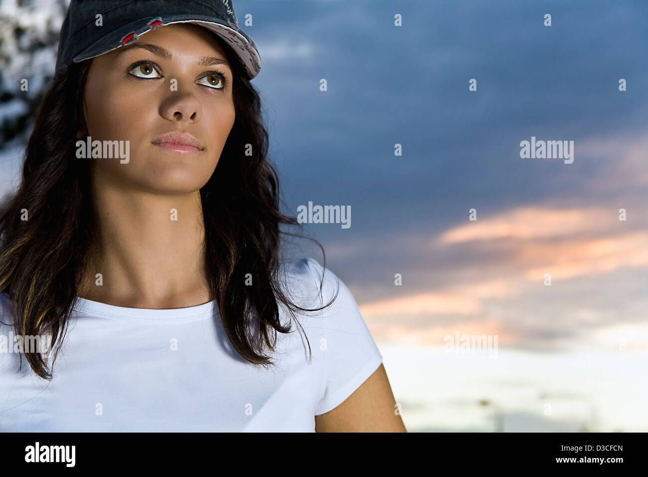 Young woman model looking into distance Stock Photo