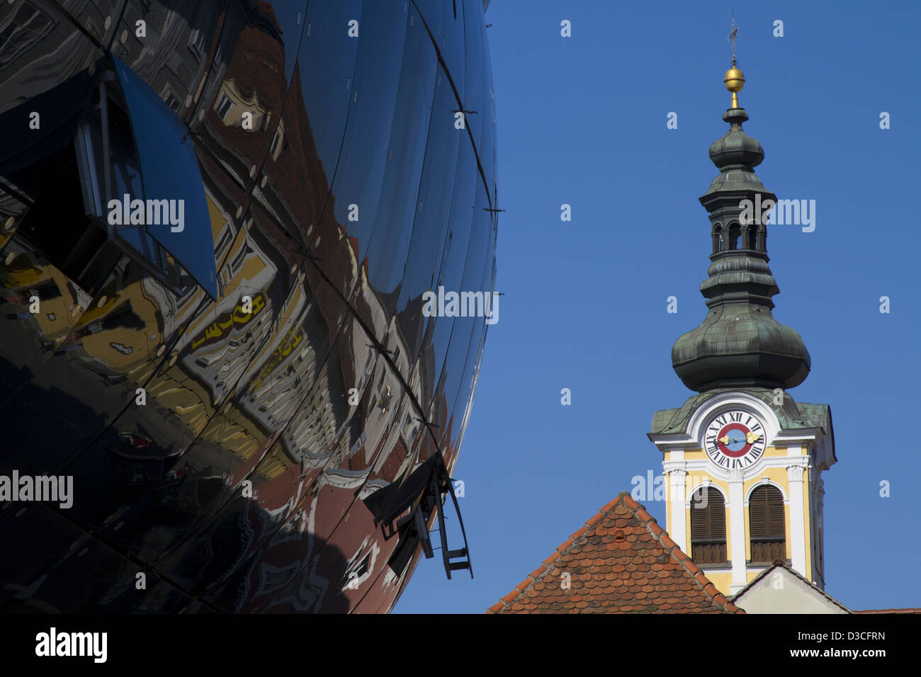 Austria, Styria, Graz, Kunsthaus, Kloster Spital, Barmherzigenkirche Stock Photo