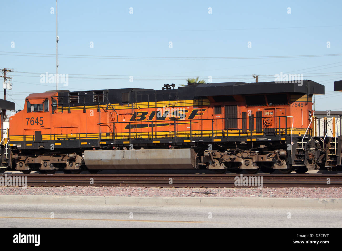 BNSF Locomotove 7645 parked on tracks in the City of Vernon in California on February 12, 2013. ONLY AVAILABLE ON ALAMY Stock Photo