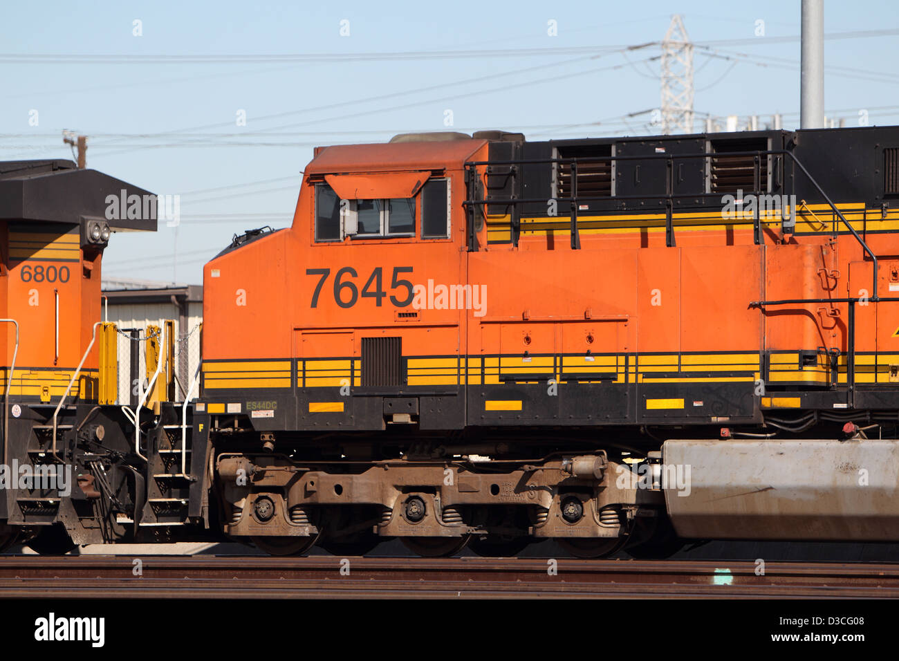 BNSF Locomotove 7645 parked on tracks in the City of Vernon in California on February 12, 2013. ONLY AVAILABLE ON ALAMY Stock Photo