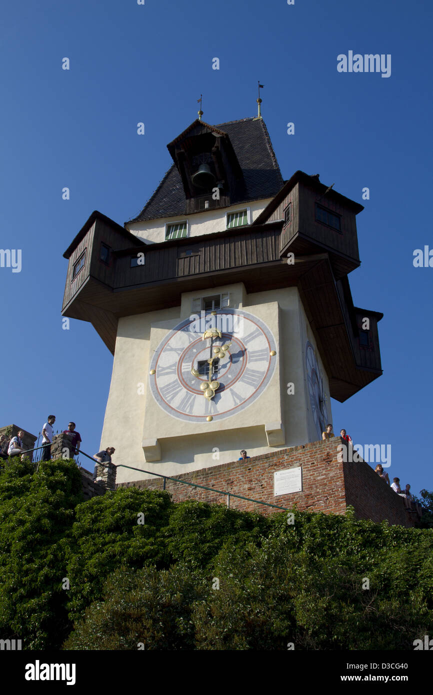 Austria, Styria, Graz, Schlossberg, Clock Tower Stock Photo