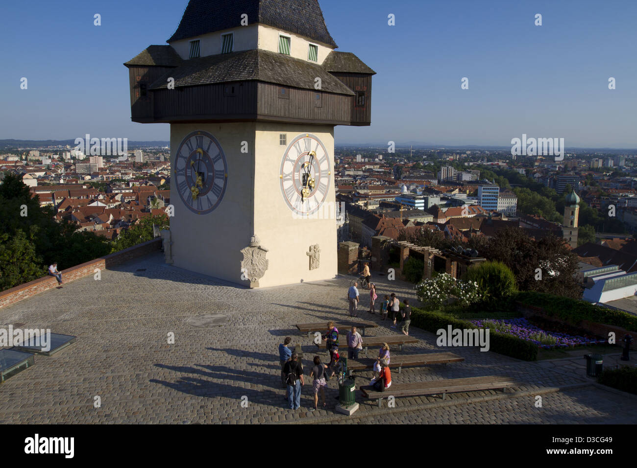 Austria, Styria, Graz, Schlossberg, Clock Tower, Old Town Stock Photo