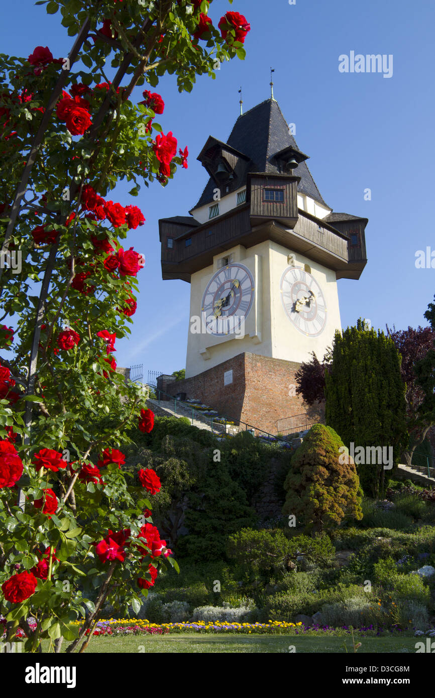Austria, Styria, Graz, Schlossberg, Clock Tower Stock Photo