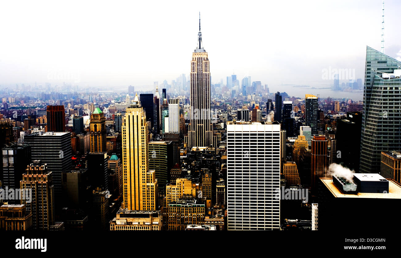 Cityscape Of Midtown And Empire State Building From The Rockerfeller Observation Deck, New York, Usa Stock Photo