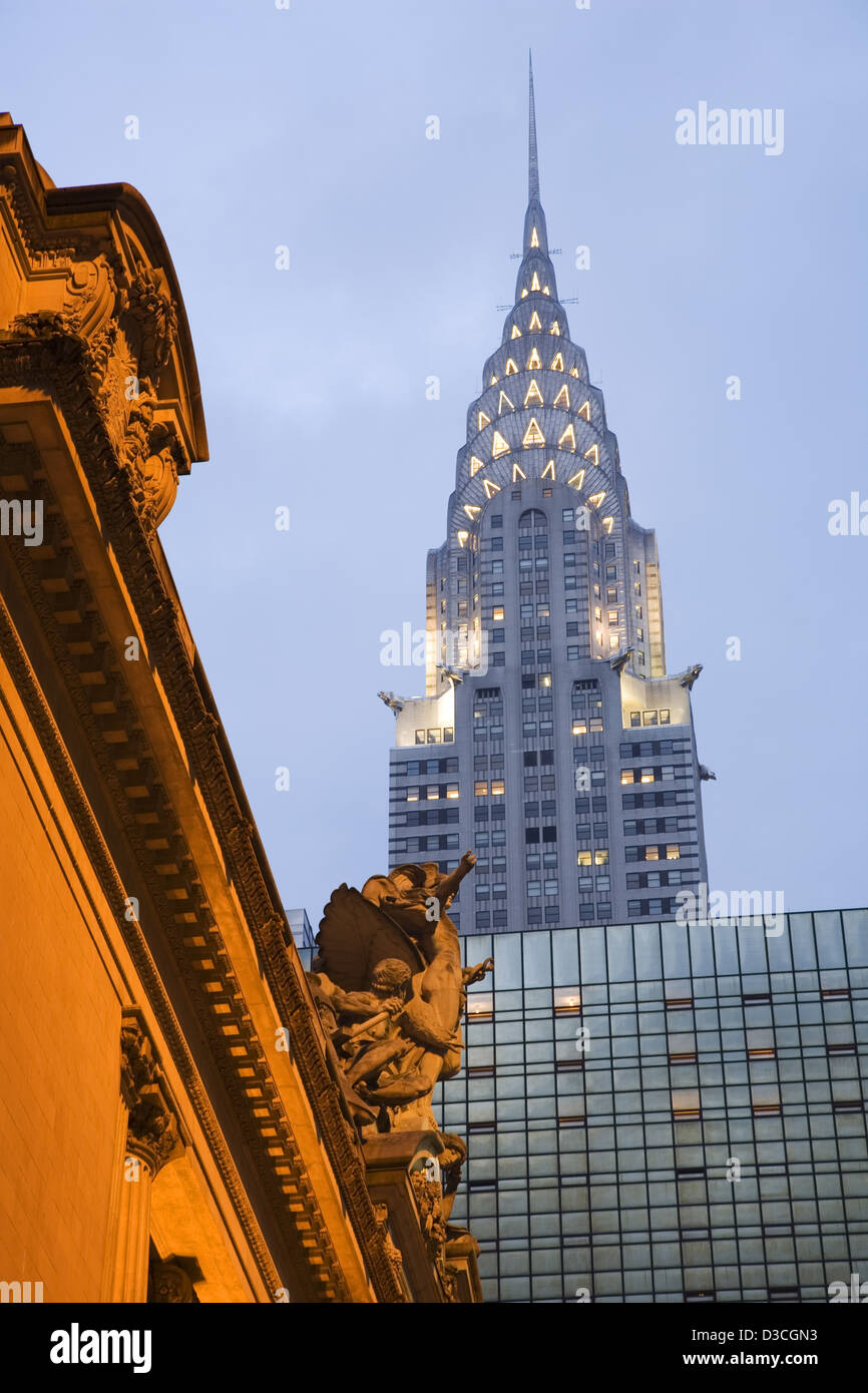 Grand Central Station With The Chrysler Building In The Background, New York, Usa Stock Photo