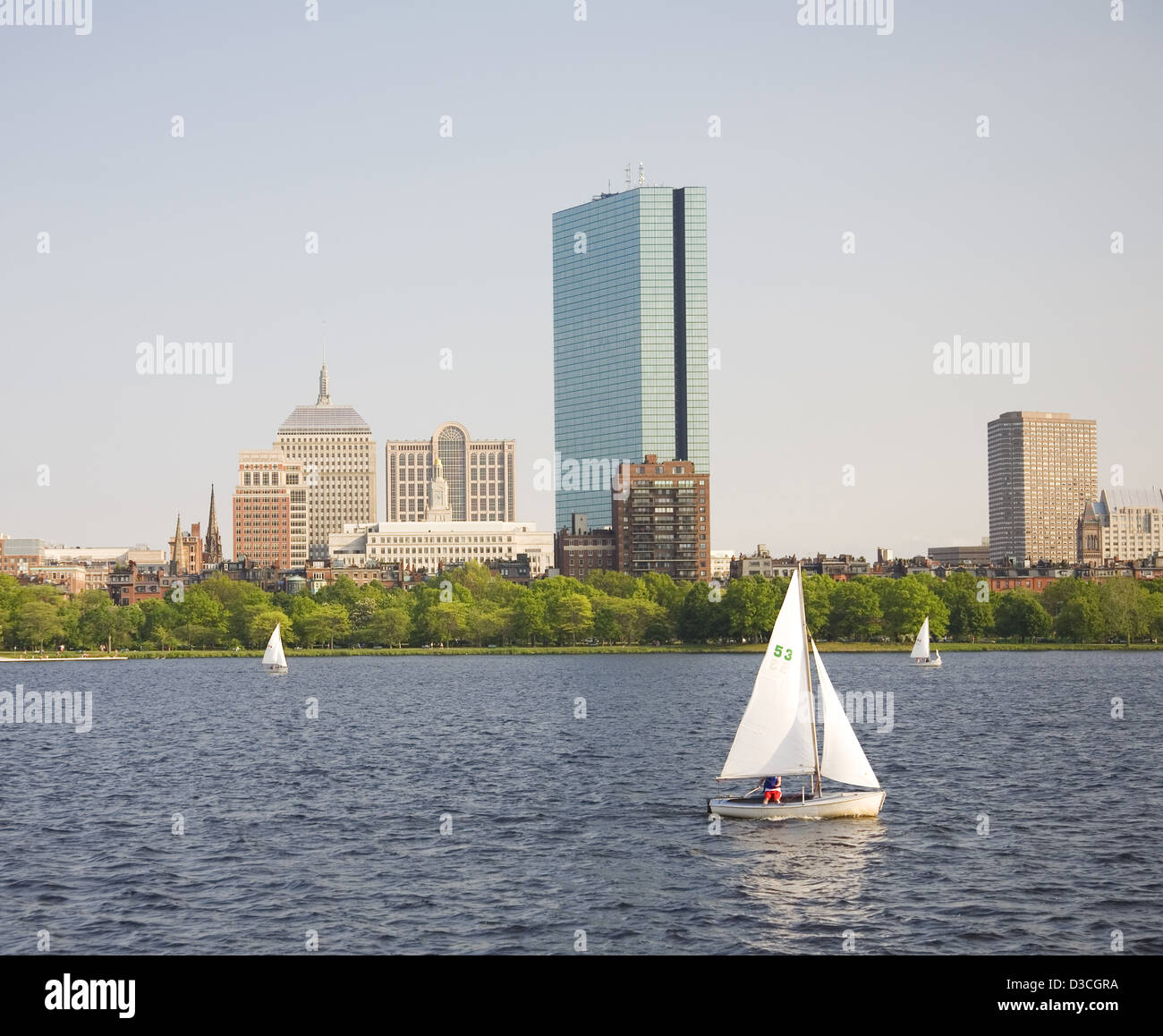 Boston Skyline With Charles River In Foreground, Boston, Massachusetts, Usa Stock Photo