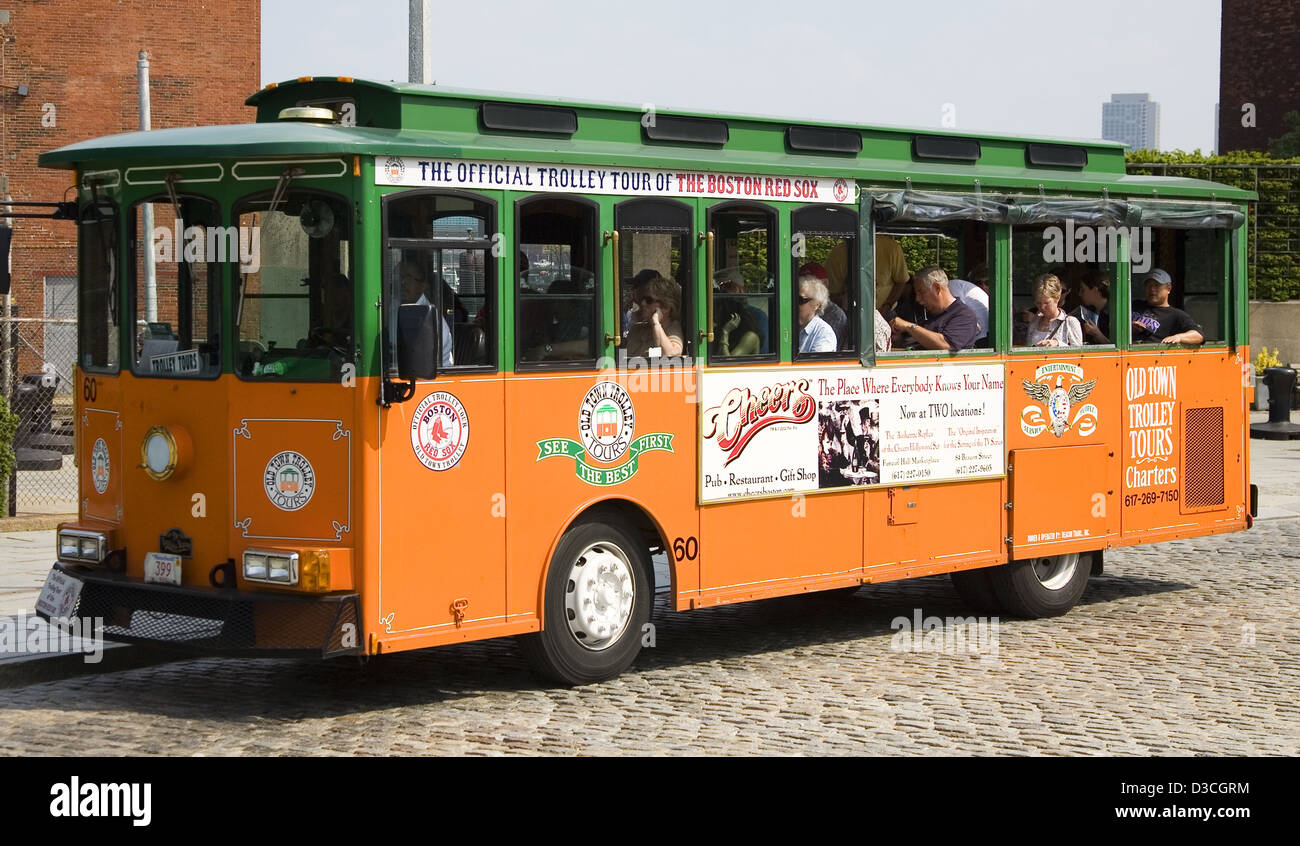 Trolley Tour Bus, Boston, Massachusetts, Usa Stock Photo