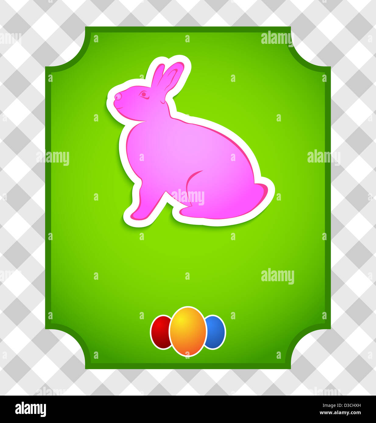 Illustration Easter card with colorful rabbit and eggs - vector Stock ...