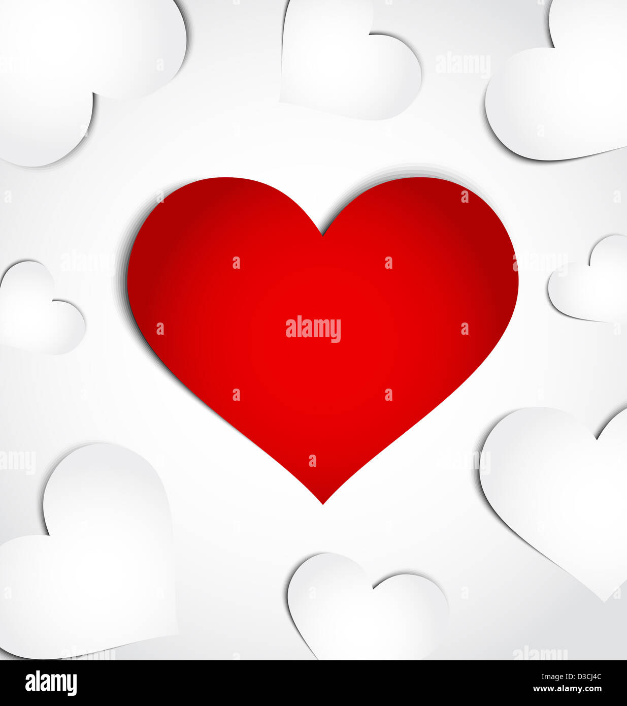 Illustration card of Valentine's day with paper hearts - vector Stock ...
