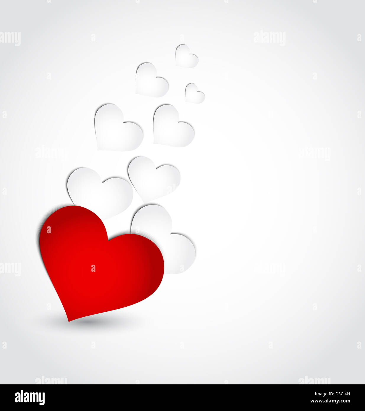 Illustration card of Valentine's day with paper hearts - vector Stock ...
