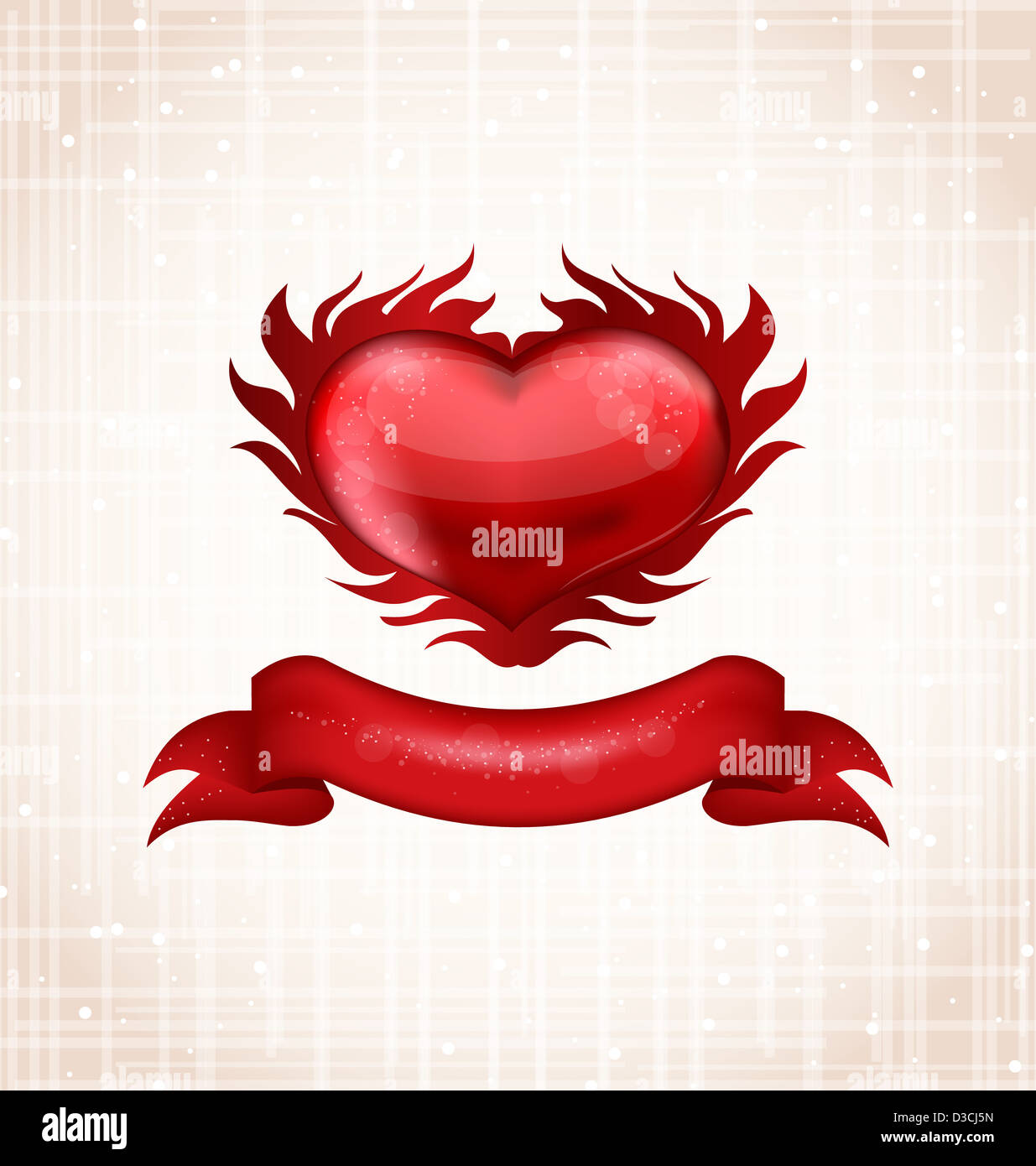 Illustration Valentine's day card with heart - vector Stock Photo - Alamy