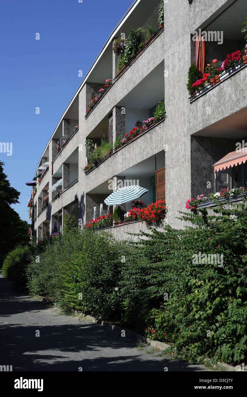 Berlin, Germany, apartment house with a balcony in front of the