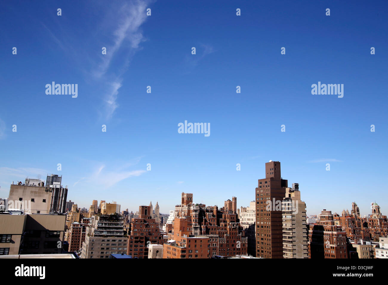 Blue Sky Over the Upper East Side, Manhattan, New York City Stock Photo