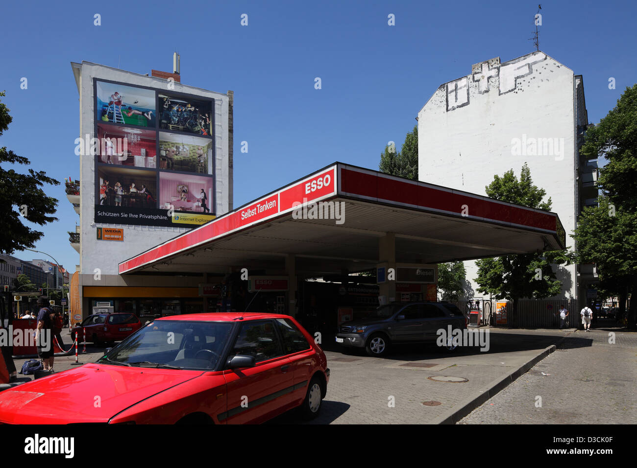 Berlin, Germany, Esso gas station in Sonnenallee Stock Photo