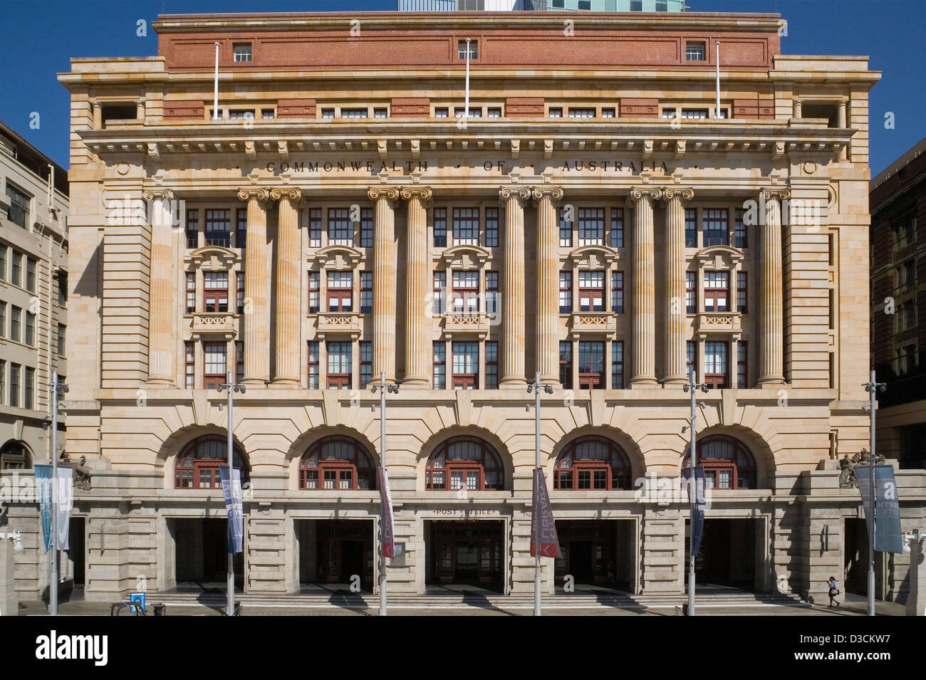 Front facade of the historical General Post Office building in Perth Western Australia. Stock Photo