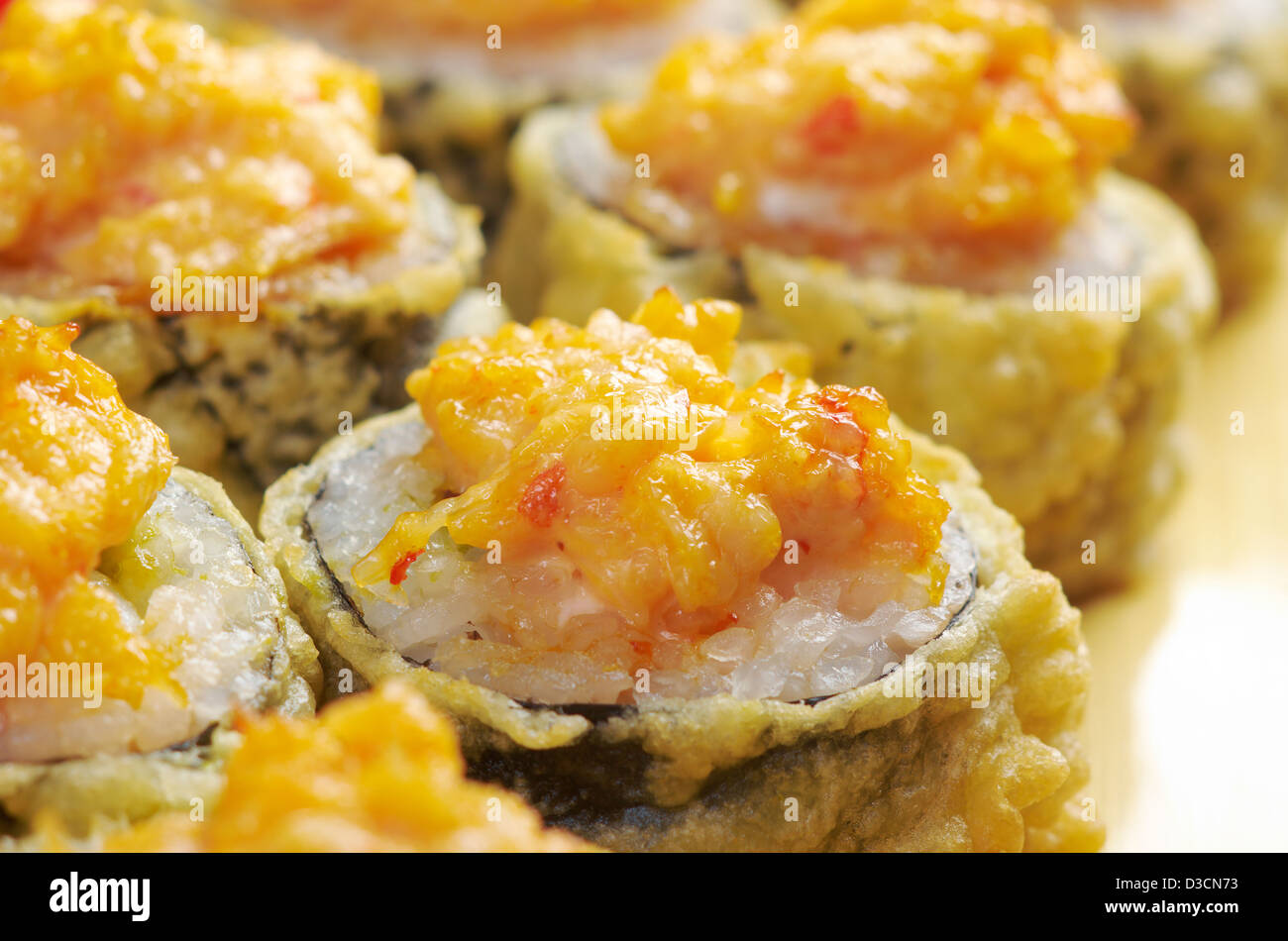 Japanese fried tempura sushi .traditional japanese food Stock Photo