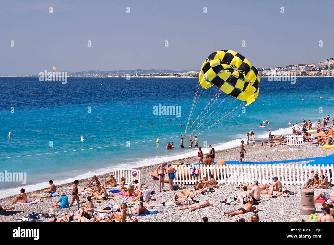 Parasailing on the beach in summer Nice, France Stock Photo Alamy