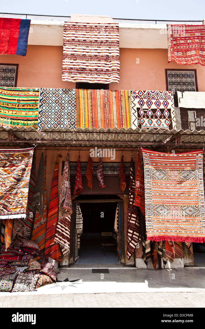 Rugs for sale in Souk, Marrakech, Morocco Stock Photo Alamy