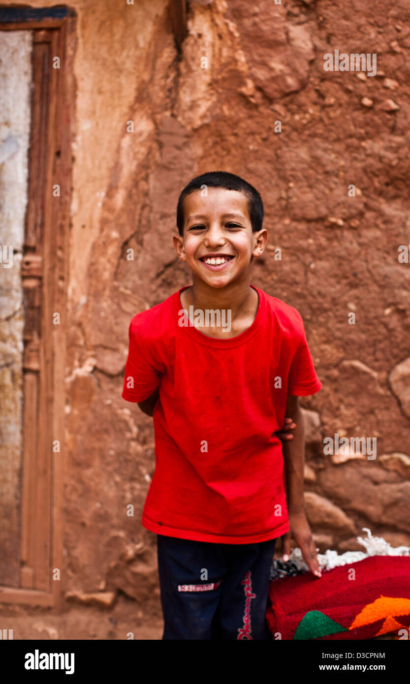 Boy in Berber village, Marrakech, Morocco Stock Photo