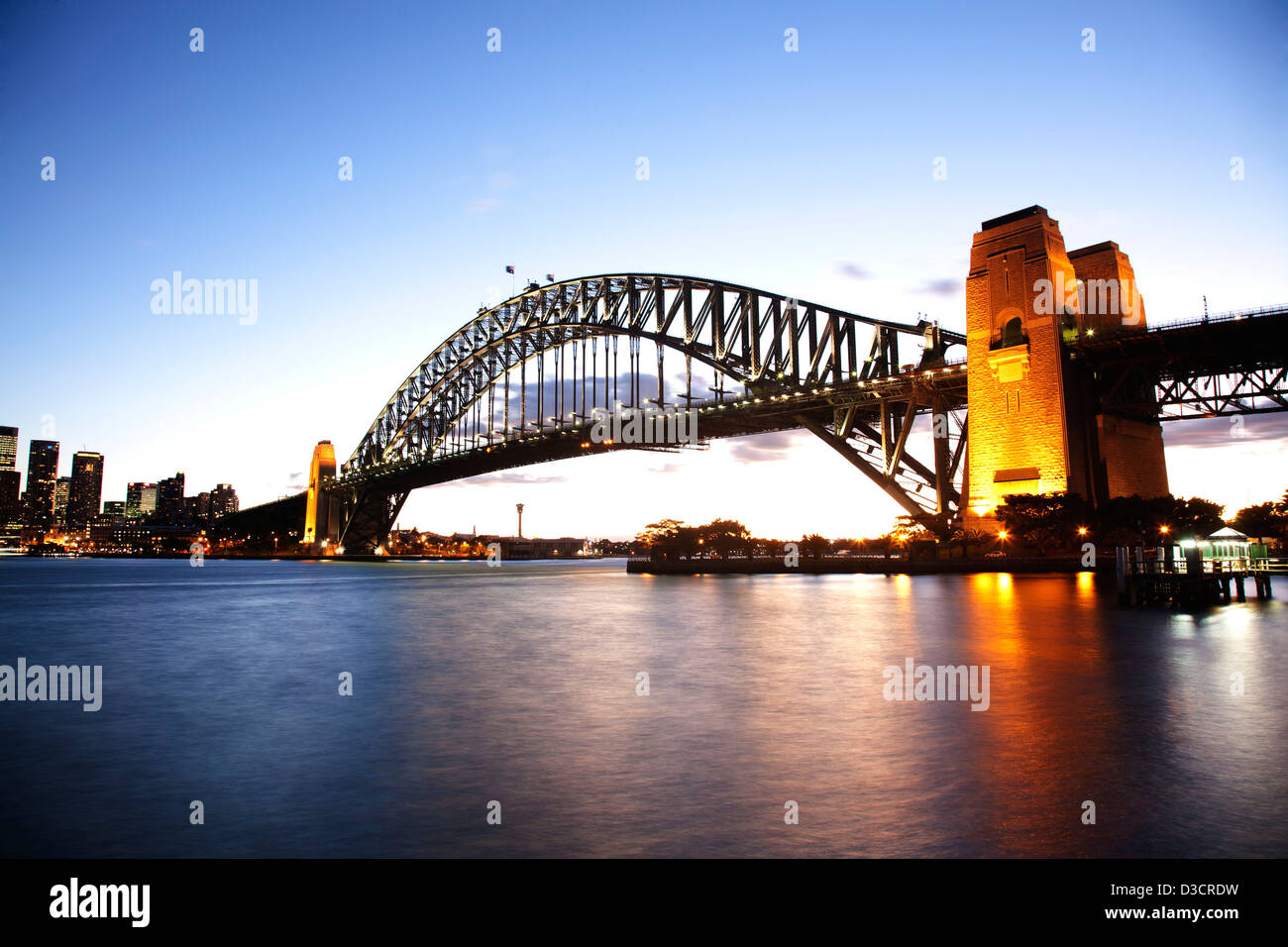 Sunset over the Sydney Harbour Bridge Sydney Australia Stock Photo